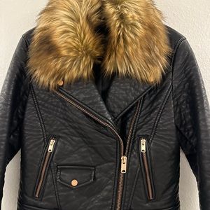 Faux Leather Fur Black winter Jacket